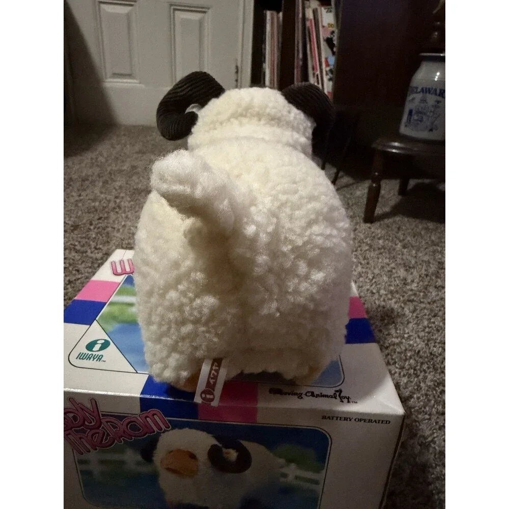 Vintage Iwaya Wooly The Ram Battery Operated Moving Animal Toy w/ Box Works